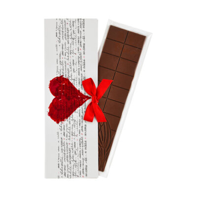 Čokoladno pismo SRCE Valentinovo, mlečna čokolada (odprta)